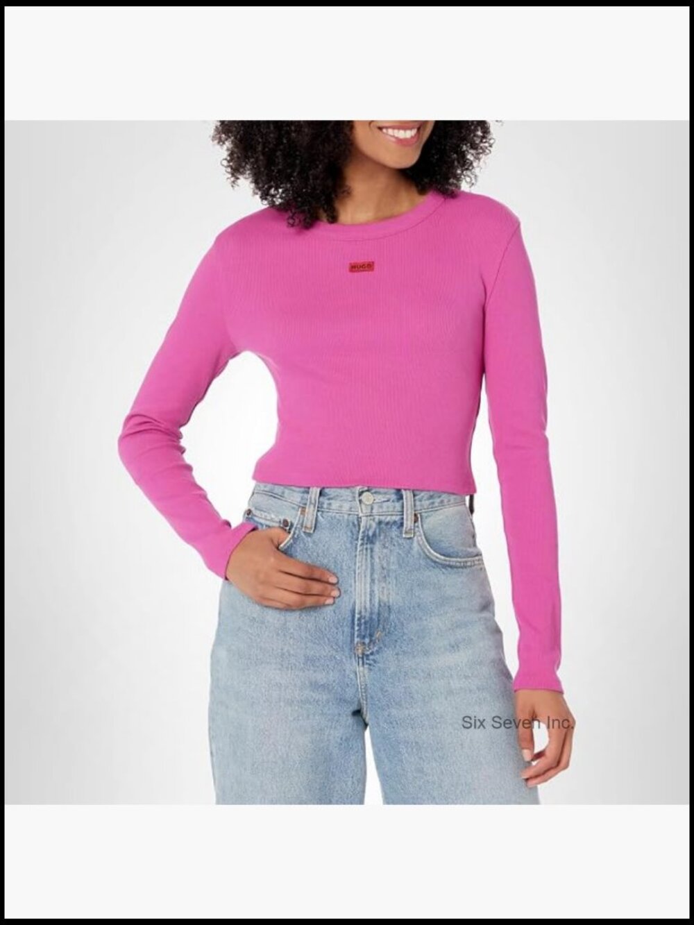 Fitted Crop Long Sleeve Tee with Logo